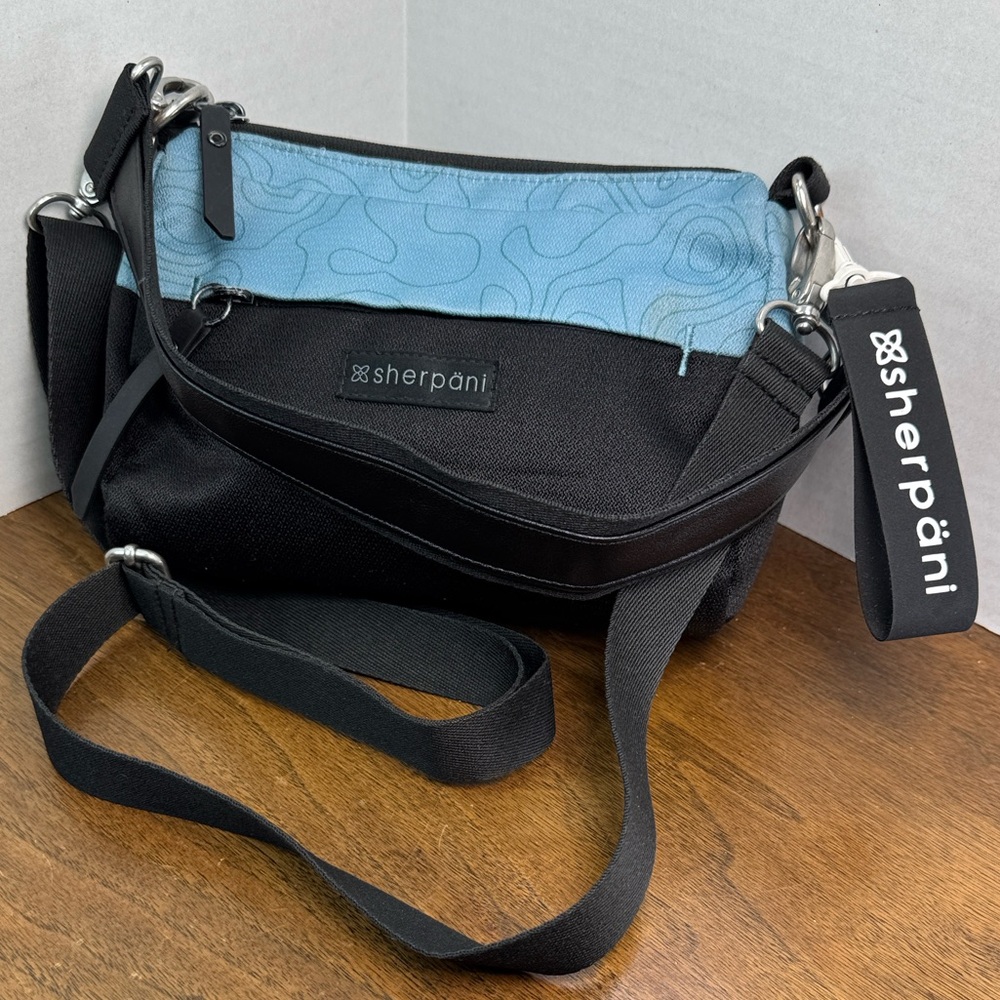 Sherpani Skye Mini Convertible Crossbody Purse Hand Bag Topo Topography Map